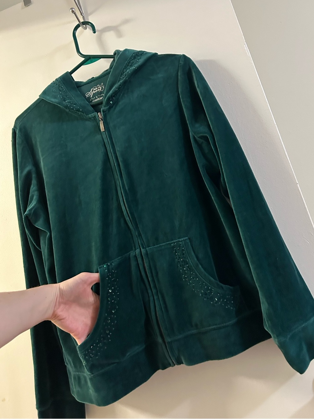 Y2K Style & Co Sport Sequin Velour Zip-Up
